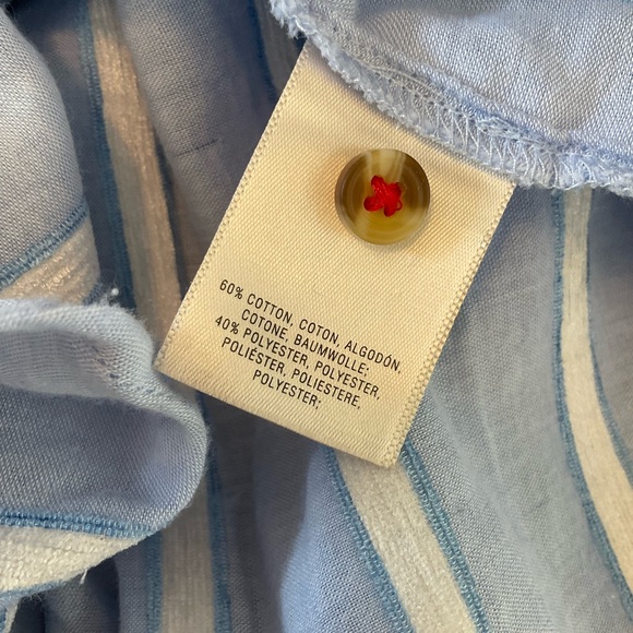 Anthropologie Building 18 Blue Stripe South Seas Button Up Tie Blouse Top Sz 8 - Picture 7 of 8